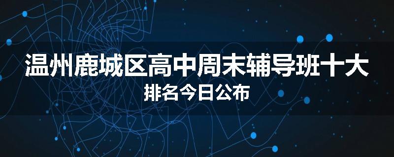 温州鹿城区高中周末辅导班十大排名今日公布
