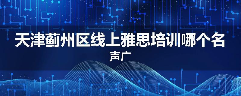天津蓟州区线上雅思培训哪个名声广