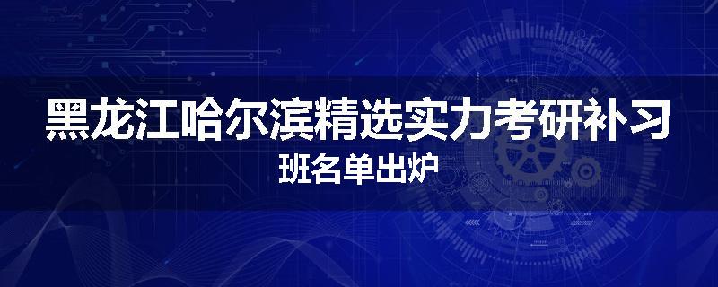 黑龙江哈尔滨精选实力考研补习班名单出炉