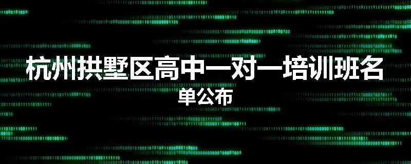杭州拱墅区高中一对一培训班名单公布