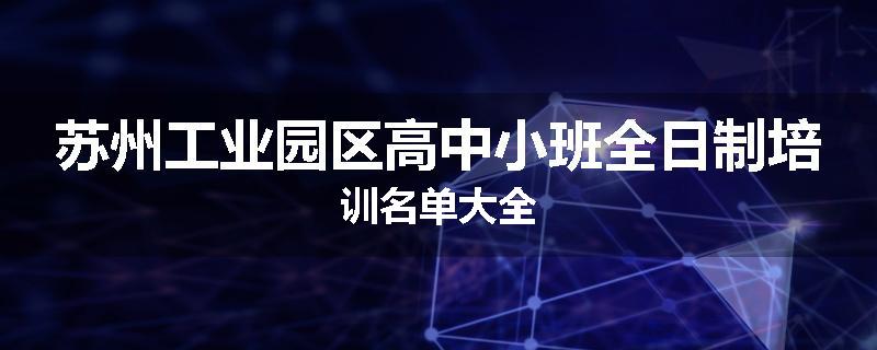 苏州工业园区高中小班全日制培训名单大全