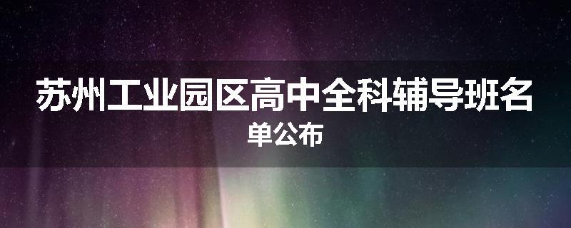 苏州工业园区高中全科辅导班名单公布