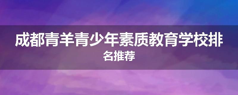 成都青羊青少年素质教育学校排名推荐