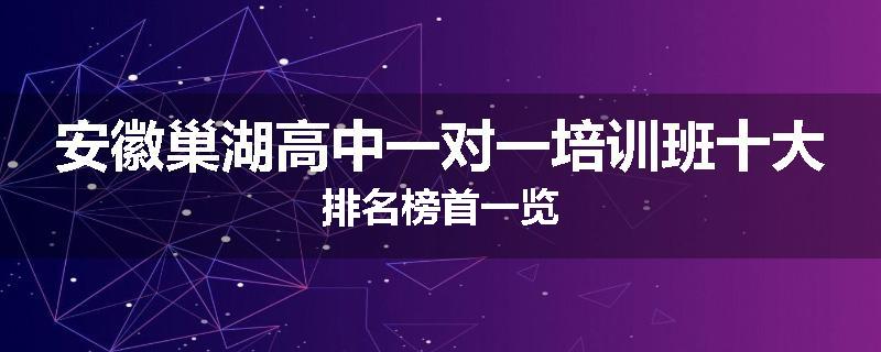 安徽巢湖高中一对一培训班十大排名榜首一览