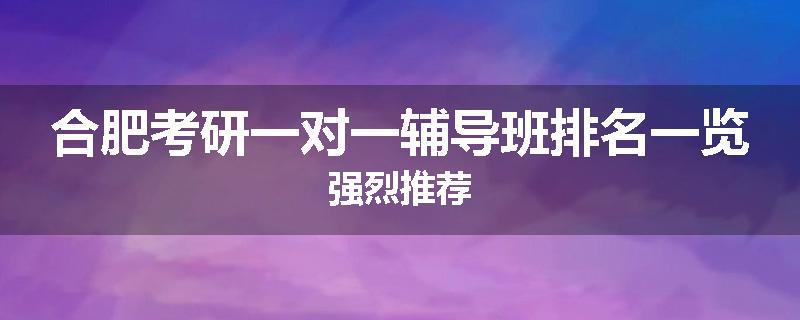 合肥考研一对一辅导班排名一览强烈推荐