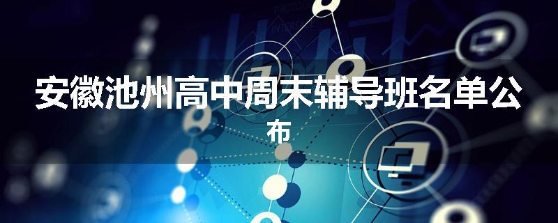 安徽池州高中周末辅导班名单公布