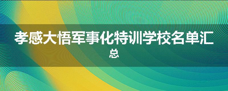 孝感大悟军事化特训学校名单汇总