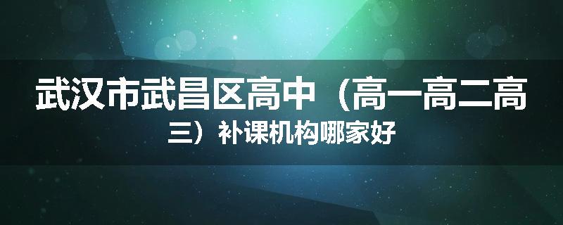 武汉市武昌区高中（高一高二高三）补课机构哪家好