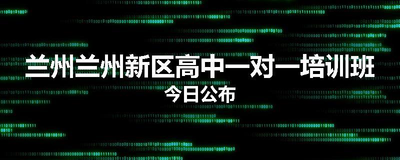 兰州兰州新区高中一对一培训班今日公布
