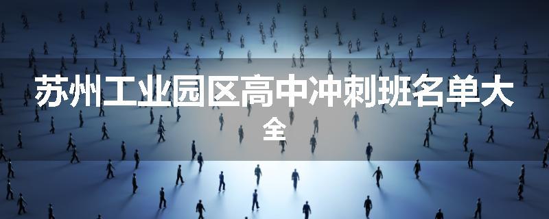 苏州工业园区高中冲刺班名单大全