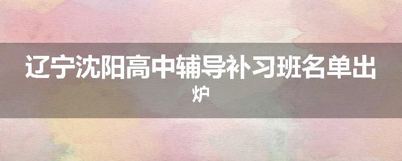 辽宁沈阳高中辅导补习班名单出炉