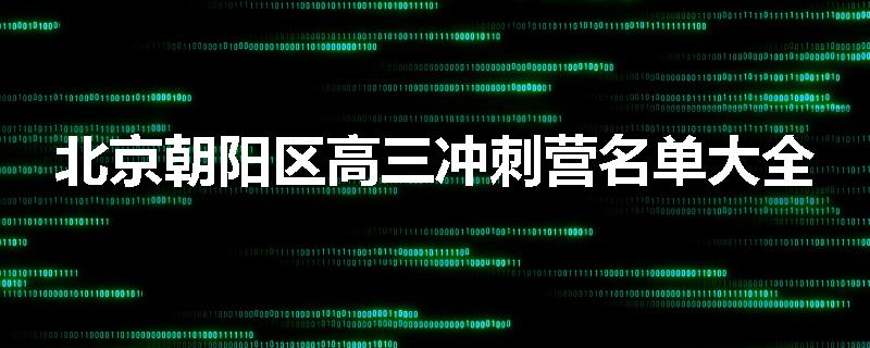 北京朝阳区高三冲刺营名单大全