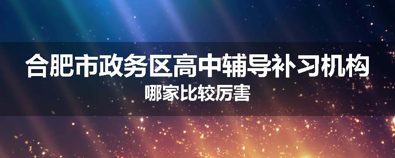 合肥市政务区高中辅导补习机构哪家比较厉害