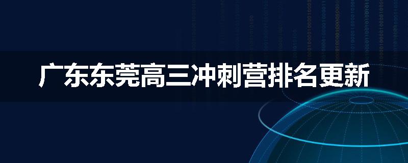 广东东莞高三冲刺营排名更新