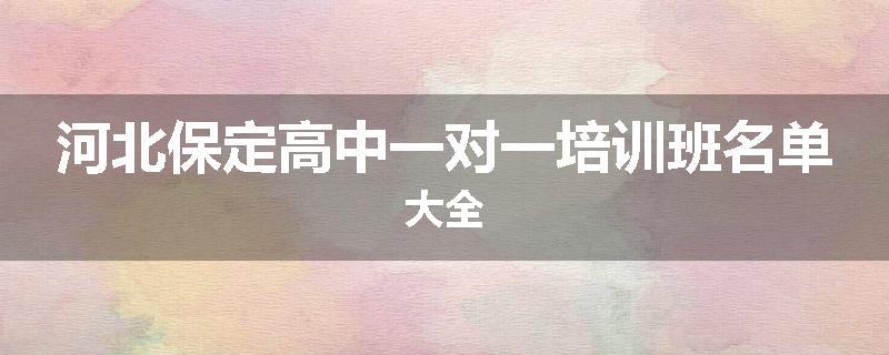 河北保定高中一对一培训班名单大全