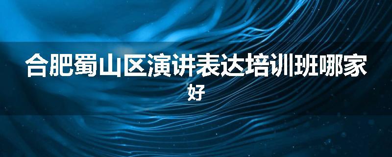 合肥蜀山区演讲表达培训班哪家好