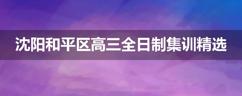 沈阳和平区高三全日制集训精选