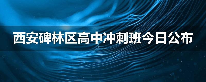 西安碑林区高中冲刺班今日公布