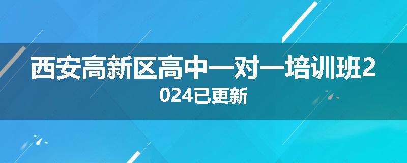 西安高新区高中一对一培训班2024已更新