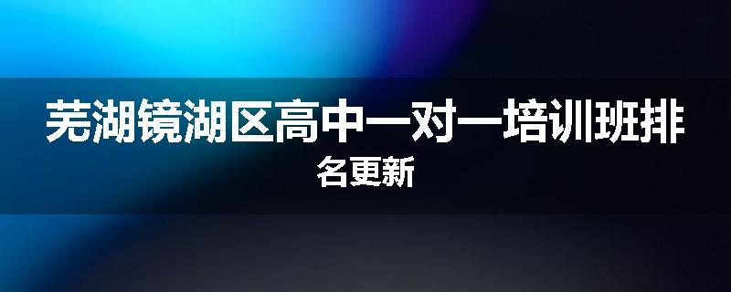 芜湖镜湖区高中一对一培训班排名更新