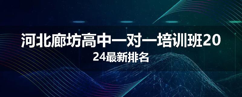 河北廊坊高中一对一培训班2024最新排名