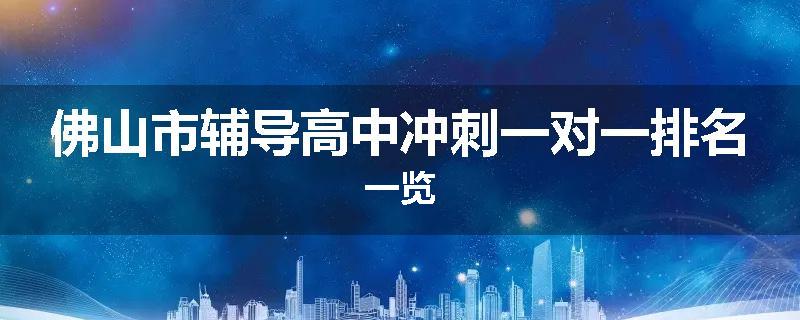 佛山市辅导高中冲刺一对一排名一览