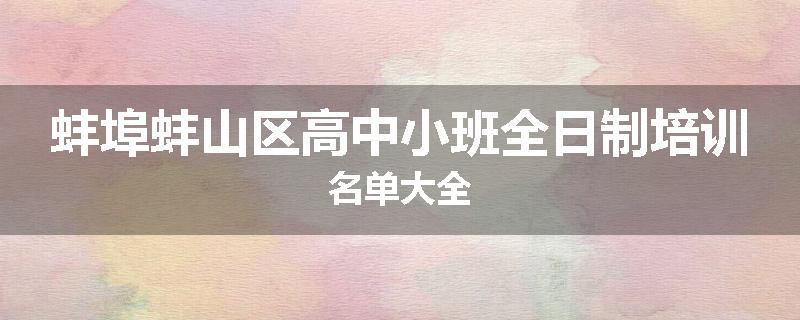 蚌埠蚌山区高中小班全日制培训名单大全