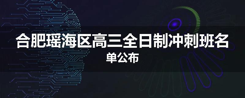 合肥瑶海区高三全日制冲刺班名单公布