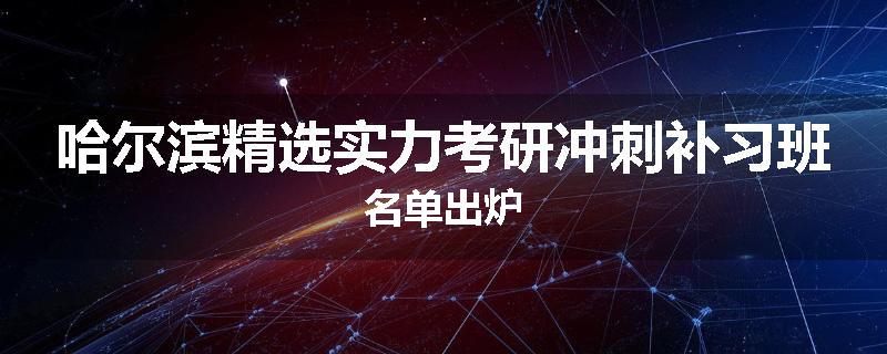 哈尔滨精选实力考研冲刺补习班名单出炉