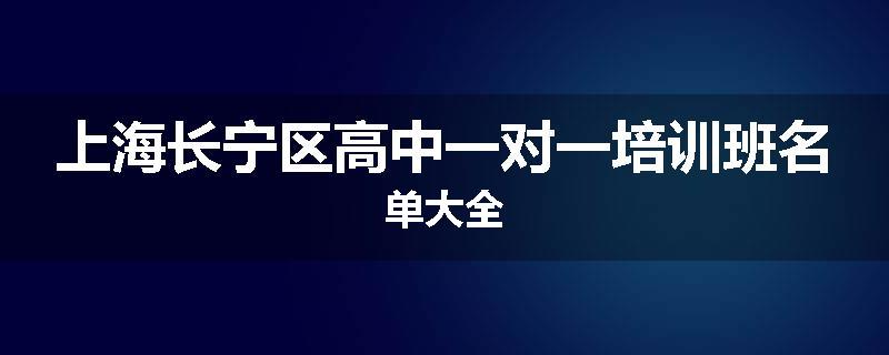 上海长宁区高中一对一培训班名单大全