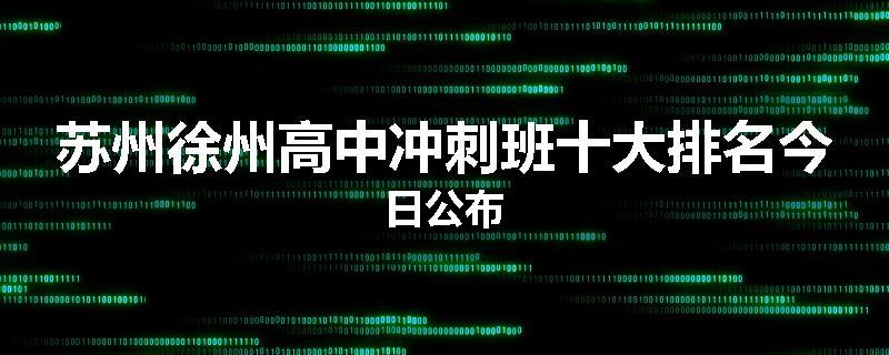 苏州徐州高中冲刺班十大排名今日公布