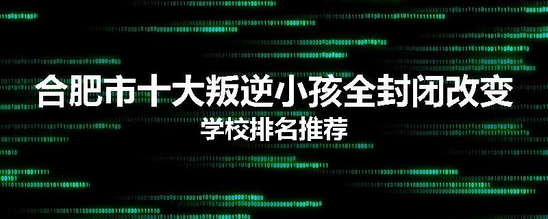 合肥市十大叛逆小孩全封闭改变学校排名推荐