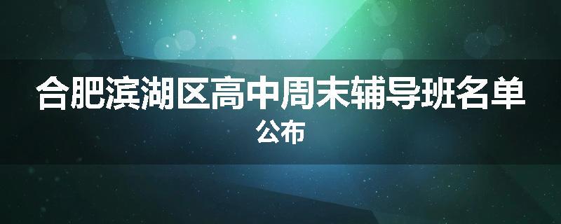 合肥滨湖区高中周末辅导班名单公布
