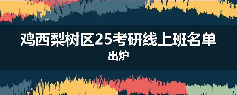 鸡西梨树区25考研线上班名单出炉