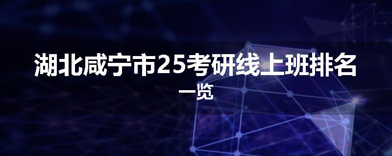 湖北咸宁市25考研线上班排名一览