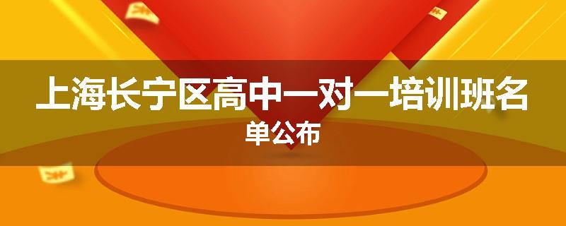上海长宁区高中一对一培训班名单公布