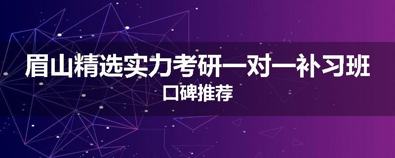 眉山精选实力考研一对一补习班口碑推荐