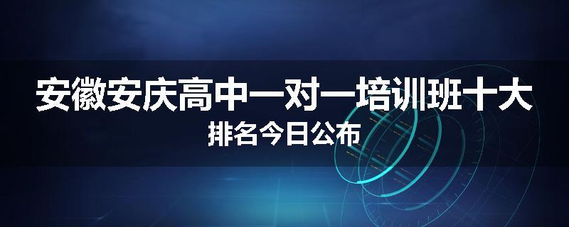 安徽安庆高中一对一培训班十大排名今日公布
