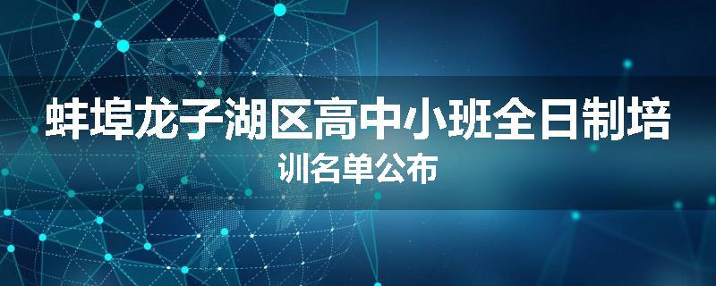 蚌埠龙子湖区高中小班全日制培训名单公布