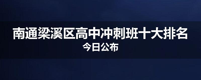 南通梁溪区高中冲刺班十大排名今日公布