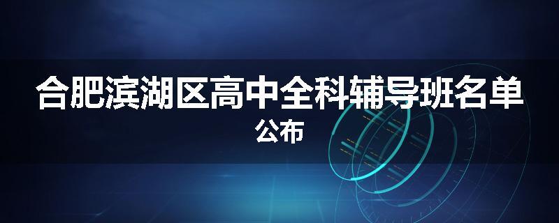 合肥滨湖区高中全科辅导班名单公布