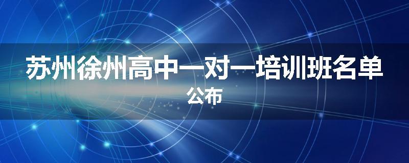 苏州徐州高中一对一培训班名单公布