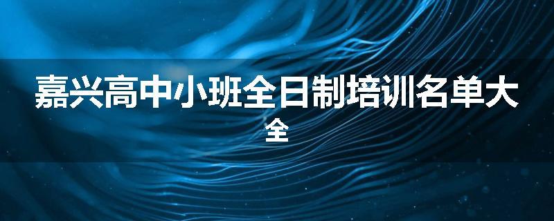 嘉兴高中小班全日制培训名单大全