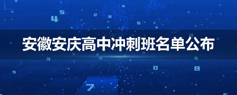 安徽安庆高中冲刺班名单公布