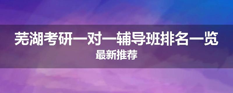 芜湖考研一对一辅导班排名一览最新推荐