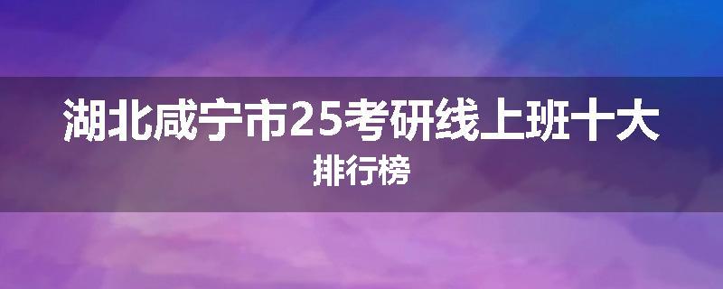 湖北咸宁市25考研线上班十大排行榜