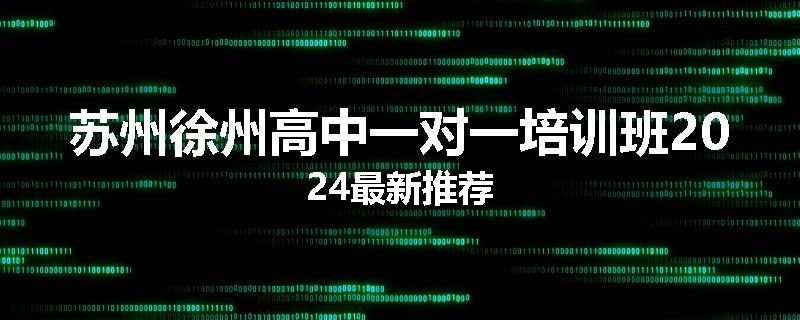 苏州徐州高中一对一培训班2024最新推荐