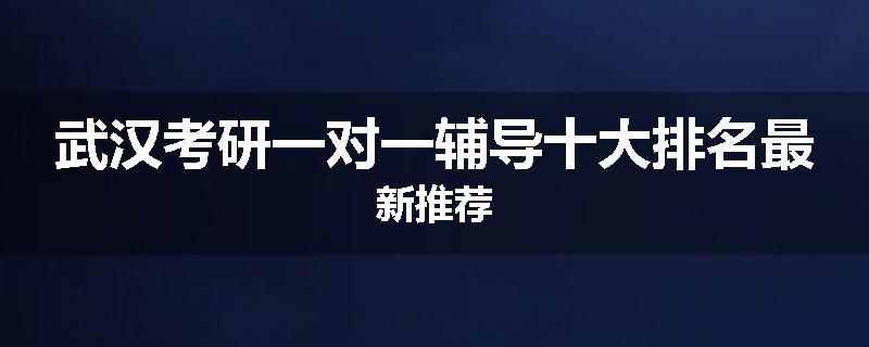 武汉考研一对一辅导十大排名最新推荐