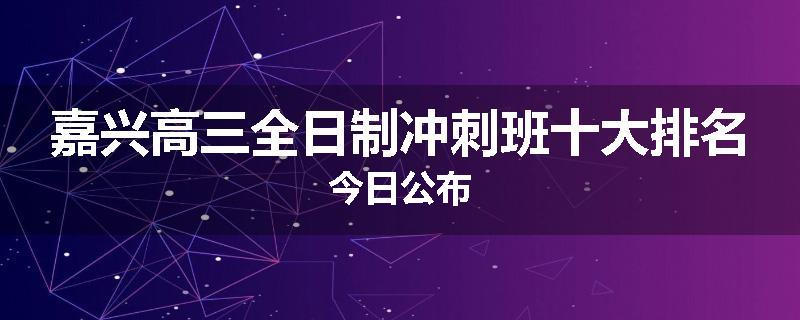 嘉兴高三全日制冲刺班十大排名今日公布