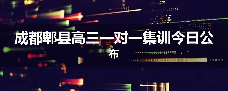 成都郫县高三一对一集训今日公布